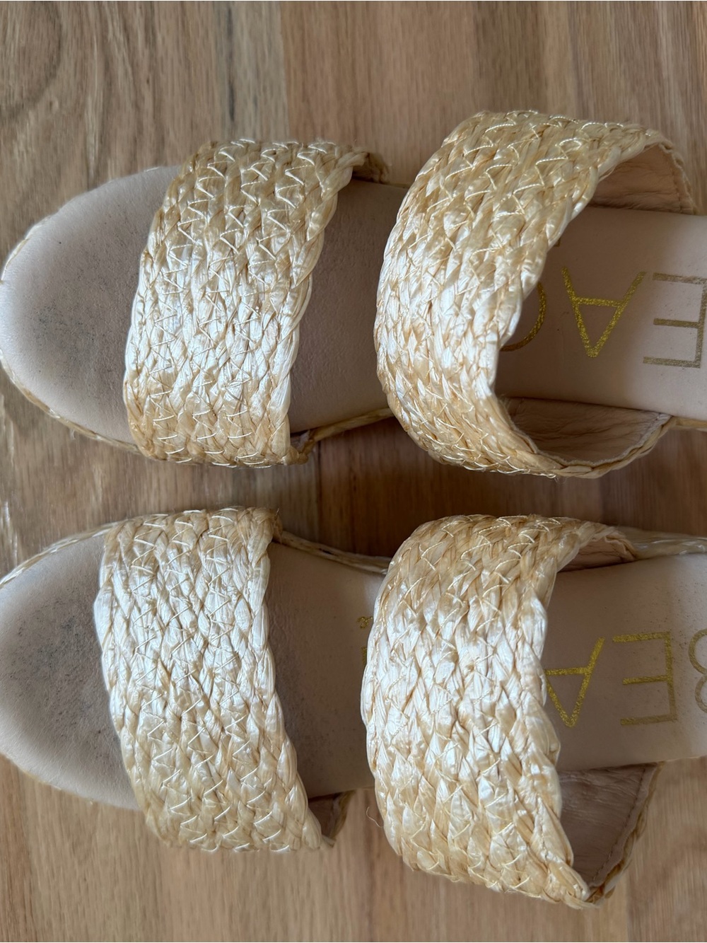 Neutral Woven Double-Band Slide Sandals - Beige Matisse